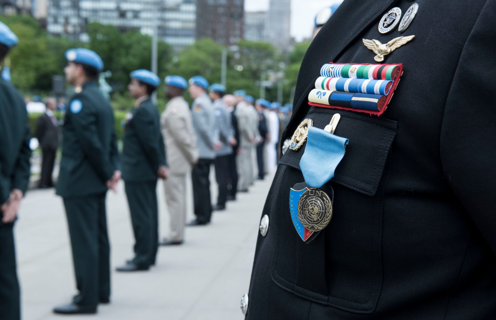 The medal parade for military and police serving at UNHQ