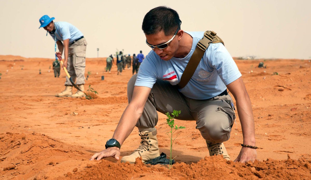 UN Photo/UNAMID/Albert Gonzalez Farran UNAMID staff (civilian, military and police) commemorate the World Environment Day planting trees at the UNAMID headquarters in El Fasher.